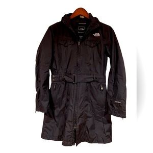 *NORTH FACE* Black,Hooded, Belted,Zipper,Waterproof, Raincoat,Trench, Sz Small